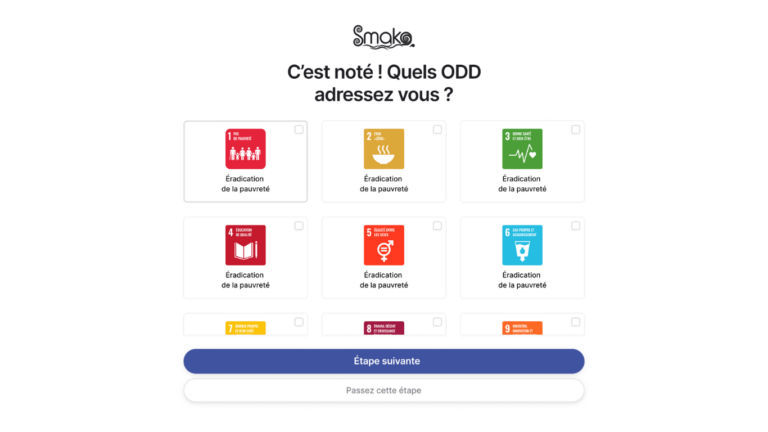 image montrant des ODD à selectionner